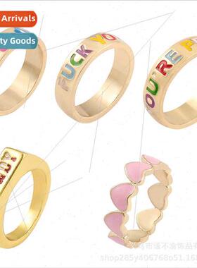 che creative oil drip ring female personaly pattern love rin