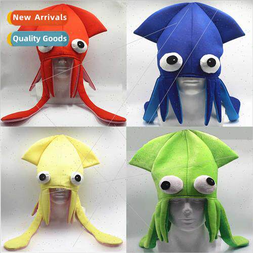 Four-color velvet squid hat squid octopus hat prom permance