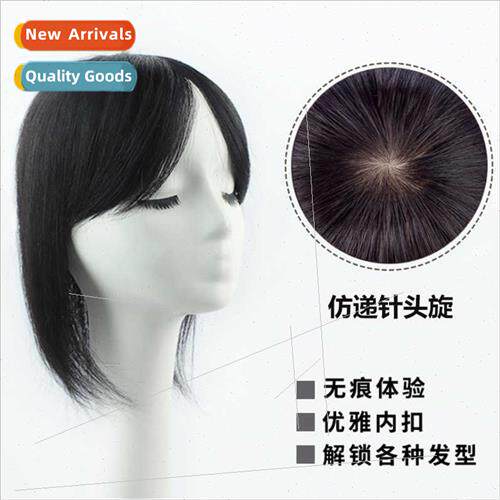 Real hair women long top head ehead hair replacement block h