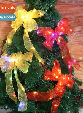 New Christmas wh lights ribbon bow DIY Christmas e gauze bow