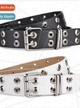 Punk air eye belt Korean double rows pin buckle decorative p