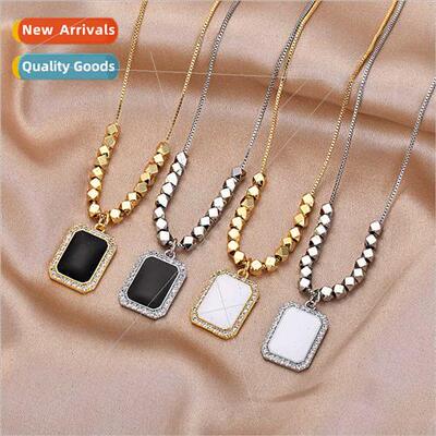 Genuine Gold Broken lver A Few Two Square Necklace Women che