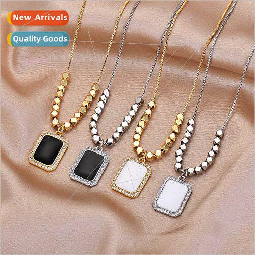 Genuine Gold Broken lver A Few Two Square Necklace Women che