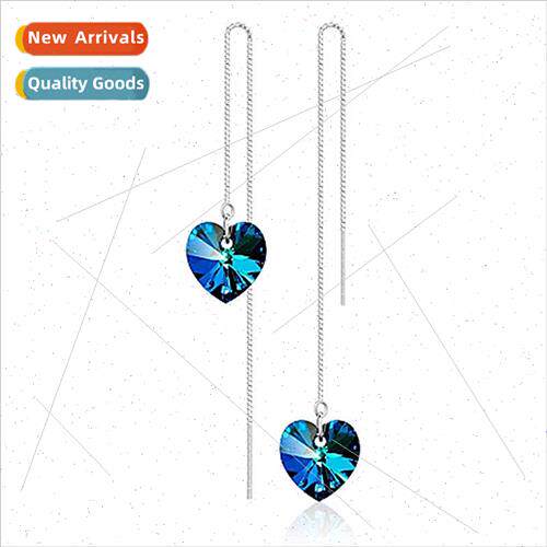 s925 silver earwires Korea Korea women earrings ocean heart