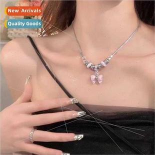 Necklace Women Fashion Pink che Beaded Hundred Collar Ribbon