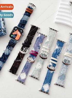 适用apple watch beggar rotten denim canvas strap apple watch