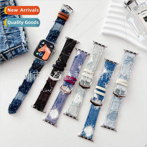 适用apple watch beggar rotten denim canvas strap apple watch