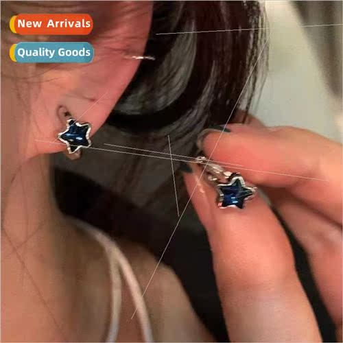 Hundreds blue star earrings buckle female 2023 new sweet coo