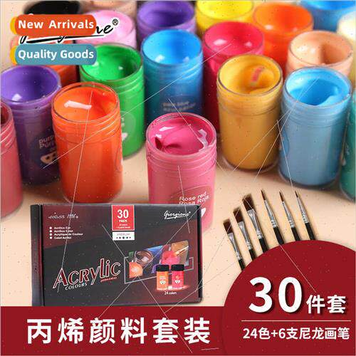 24 Colors Acrylic Paint Set 25ml Bottle Jar  6 Painting Brus