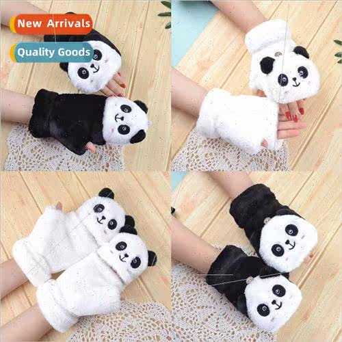 Korean  female plush gloves cute flip open finger students p