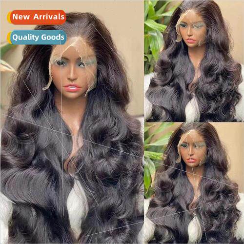 Europe wig women black center parted big wave long curly hai