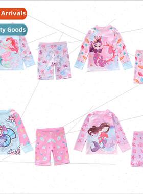 New children swimsus girls swimsus spl long-sleeved mid-leng