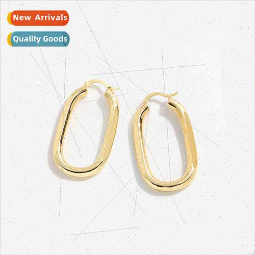 French mple Vintage U-Shaped Metal Earrings mple Shiny Coppe