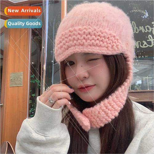 Korean mohair personaly design  ear protection knted cap fem