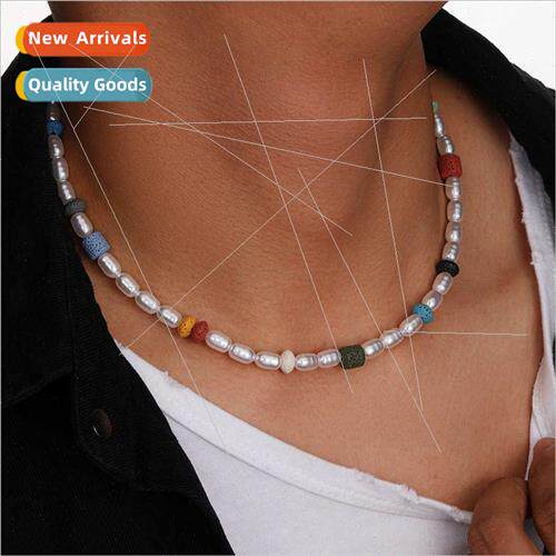 Hip Hop Personalized Men Baroque Pearl Colorful Volcanic Sto