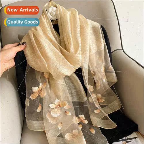embroidered silk wool scarf female autumn winter hundred wh