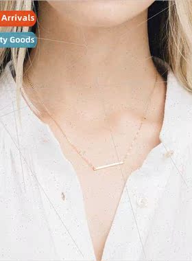 Korea stainless steel one word pendant short gold-plated col