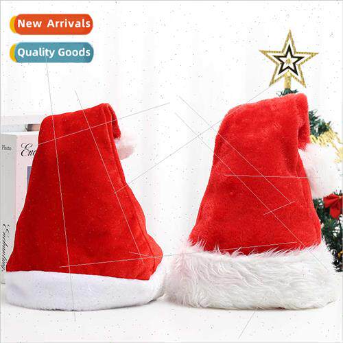 Short Plush Christmas HatGolden Velvet Plush HatPlush Trimme