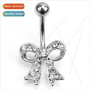 button ring navel Bow Diamonds belly nails tie