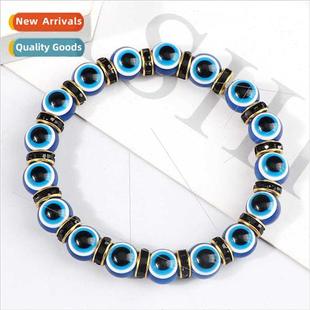 Blue Crystal Bracelet Fashion Stch Eye 10mm Beaded Devil