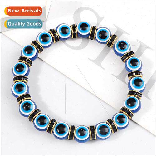 Fashion Devil Eye Blue Eye Crystal Bracelet 10mm Stch Beaded