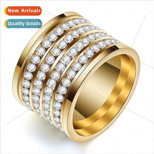 Four rows diamonds atmospheric Europe new fashion ring stain