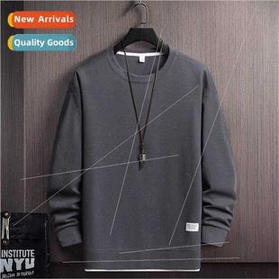 2023 Fake Two Waffle Long Sleeve Embroidered Round Neck Loos