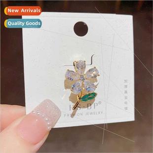 zirconia flower retro slip broo niche Korea fashion Anti pin