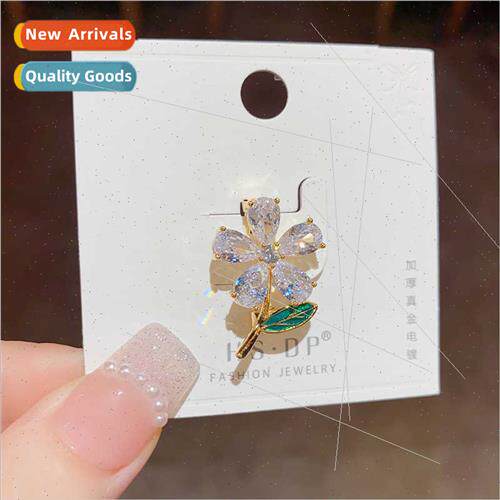 Anti-slip Korea zirconia flower pin fashion niche retro broo