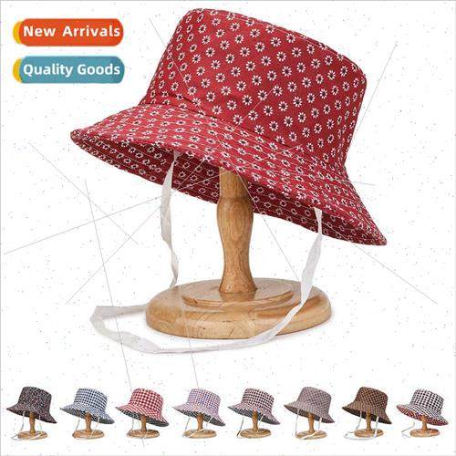 Hat women spring autumn plaid double-sided wearable cloth fi
