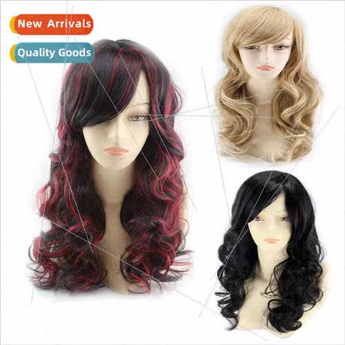 Europe women long hair high temperature silk whole head wig