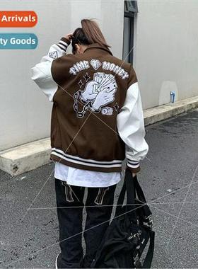 2021 Vintage Oversize Jackets Print Baseball Jacket Women Co