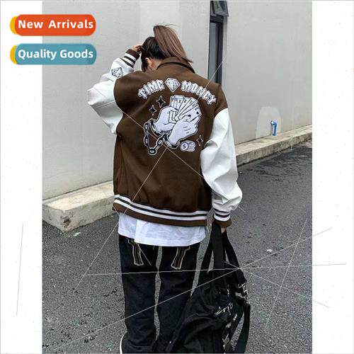 2021 Vintage Oversize Jackets Print Baseball Jacket Women Co
