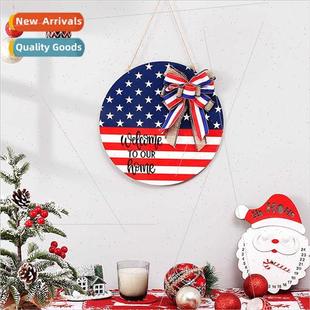 Wooden Door Decor American Day Hanging Flag Independence