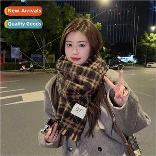 thickened scarf warm winter han shawl plaid senior Scarf new