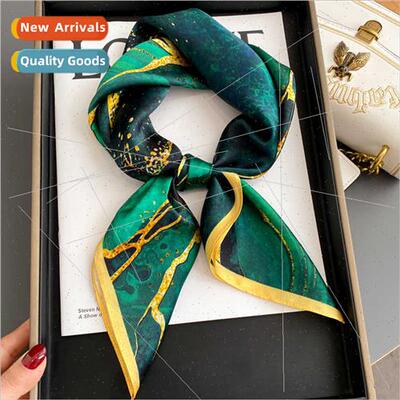 Spring fall  mulberry silk small square scarf aurora elegant
