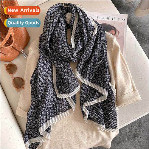 Korean  lerary small fresh fashion cotton scarf female pleat