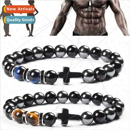Black Hemate Bracelet Tiger Eye Men Cross Bracelet Random Be