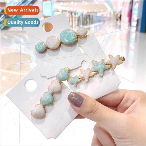 ins cream color hair clips oil drop star duckbill clip bangs