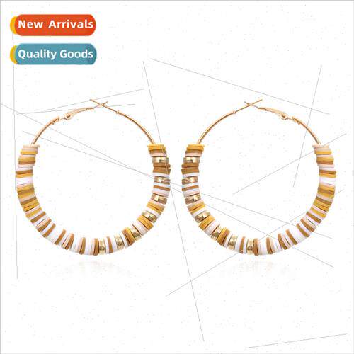 Jewelry bohemian simple C-shaped soft ceramicpcs earrings ea