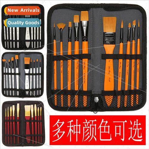 10 Wooden Rod Nylon Hair Multi-Tip Watercolor Brushes wh Boa
