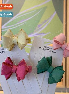 Children headdress hairpin suede bow hairpin leather band gi