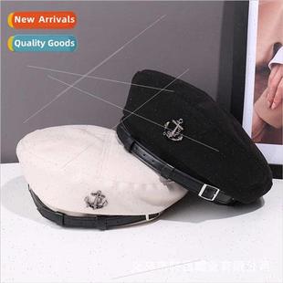 ins bel female tide cap Belle Korea fall spring beret Black