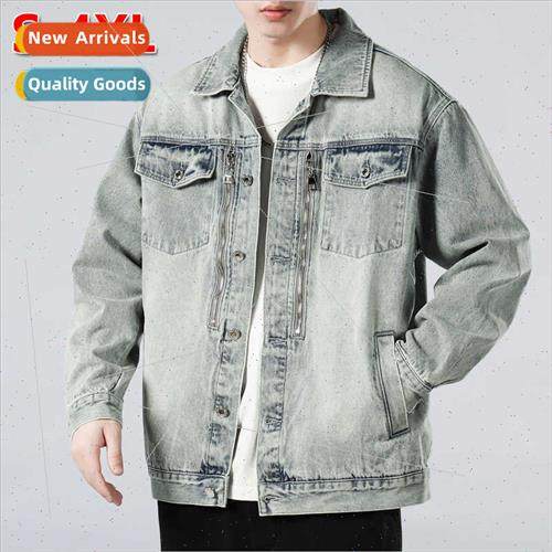 Retro high-grade denim jacket tide men 2023 spring fall nd l