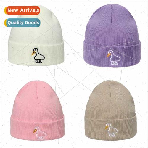 Knted embroidery duck wool cap students outdoor warm pullove
