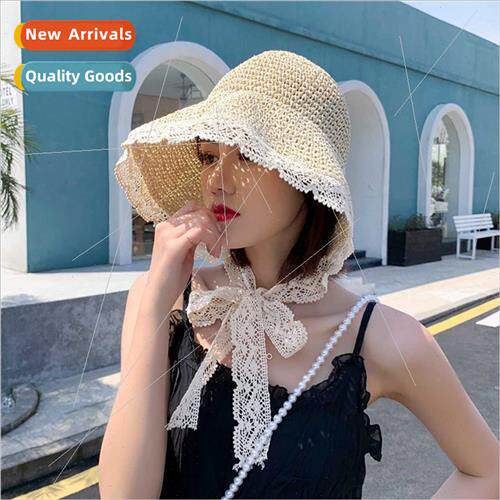 2021 spring autumn fashion hat female summer new lace tie st