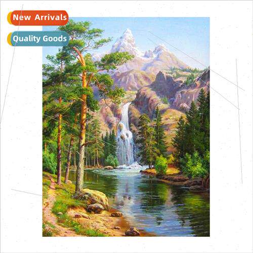 New stock simple handmade full embroidery mountain lake land