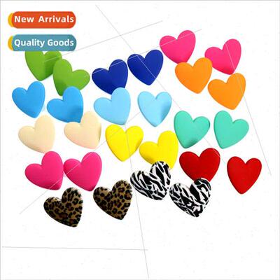 Korea ins fashion candy colour love 925 silver pin earrings