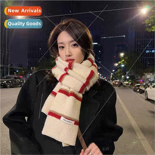 Korean  ins wind color combination knted scarf fashion candy