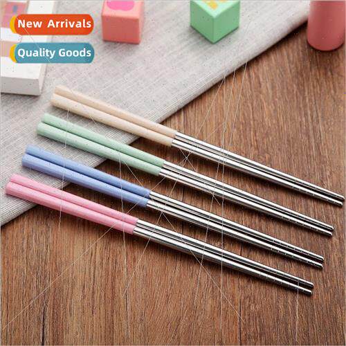 Stainless Steel Chinese Chopsticks Wheat Straw Portable Trav